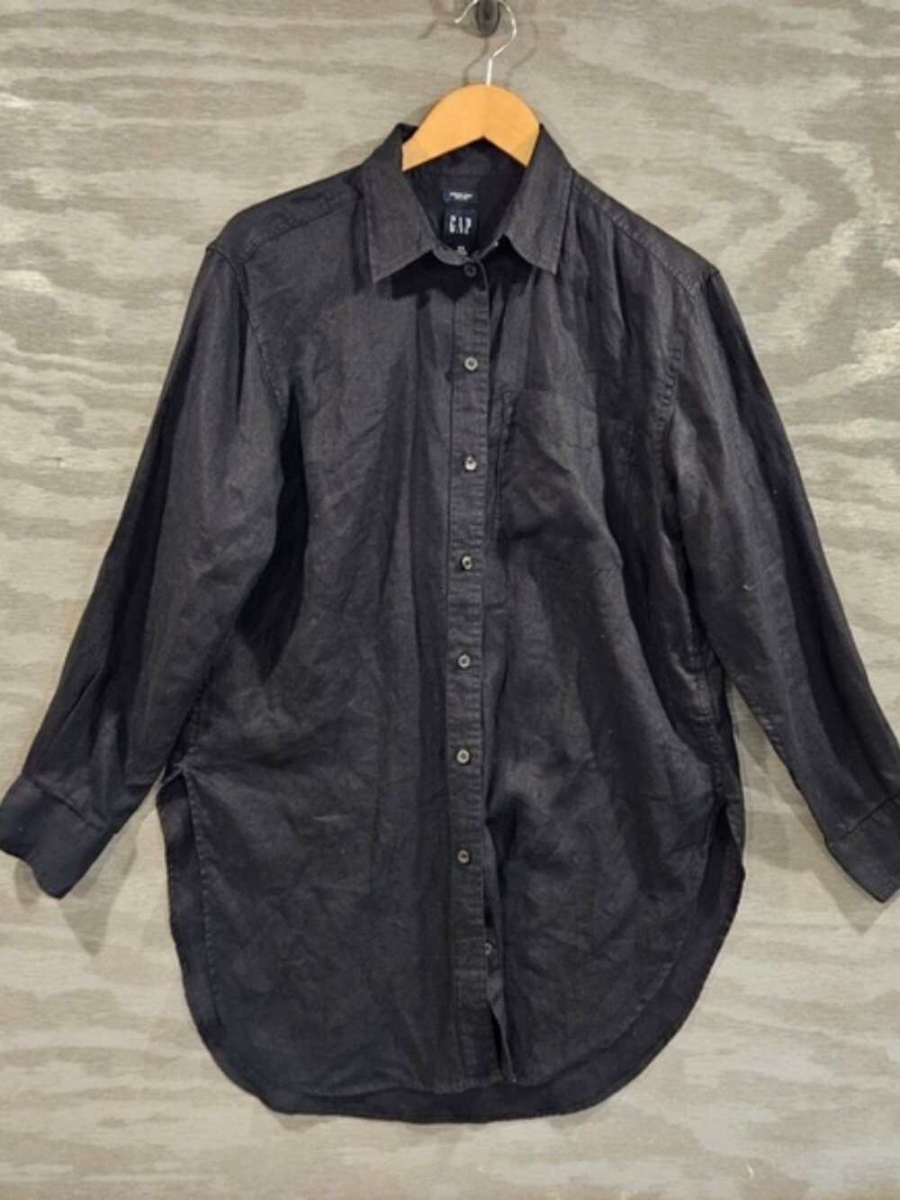 Gap SZ XS 100% Linen Longline Weekend Tunic Collared Button Down Long Sleeve - Picture 2 of 9